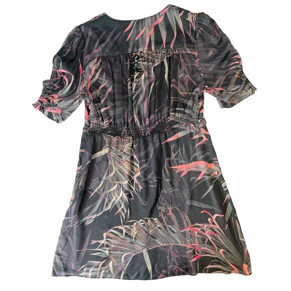 All Saints Demi Black and Floral Mini Dress Size 8 - Picture 7 of 16